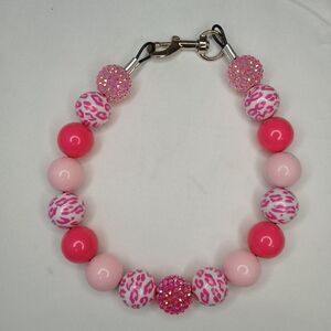 Handmade Disco Barbie Beaded Dog Puppy Collar Necklace Jewelry Durable M 16 1/2"